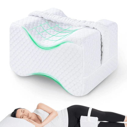 Memory Foam Knee Pillow for Side Sleepers with Adjustable Strap