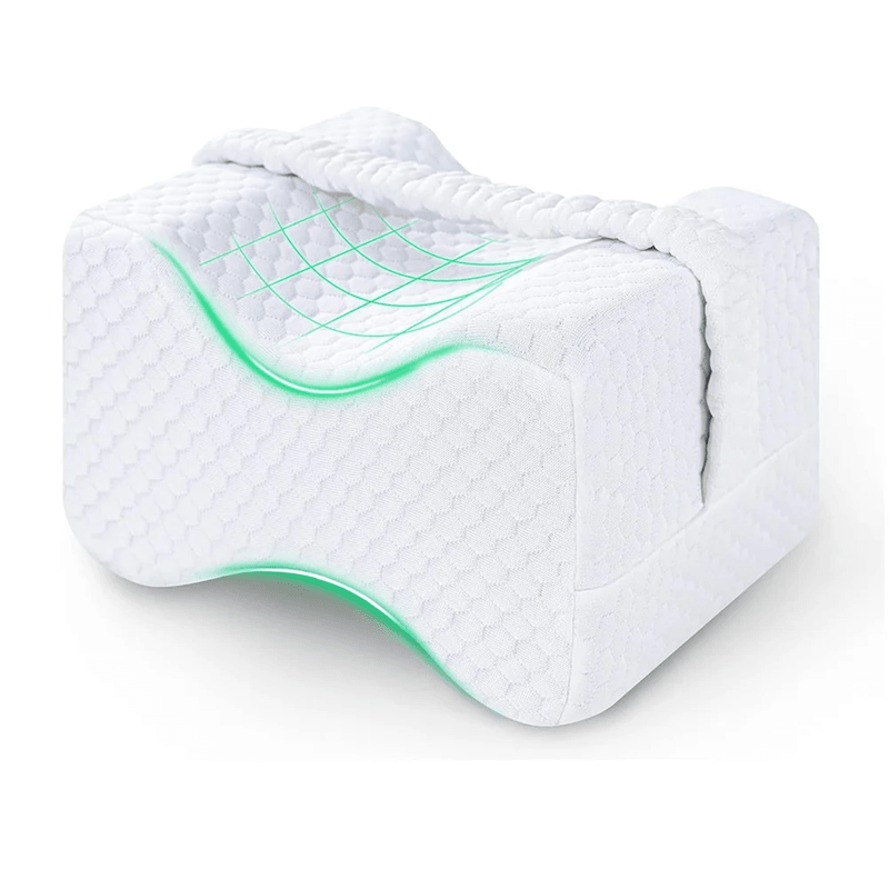 Memory Foam Knee Pillow For Side Sleepers With Adjustable Strap 4