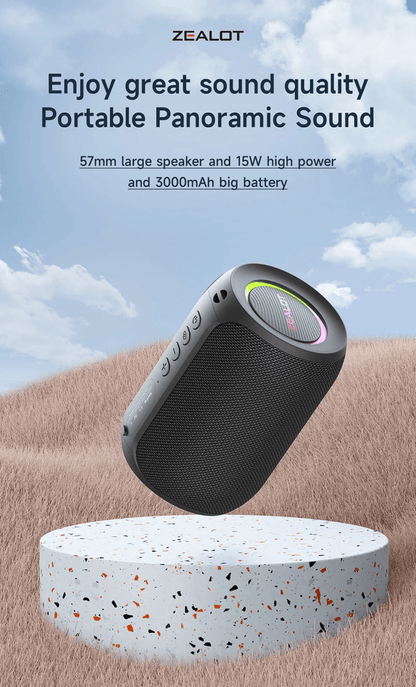 Zealot S32 Pro Bluetooth Speaker with Deep Bass and LED Lights