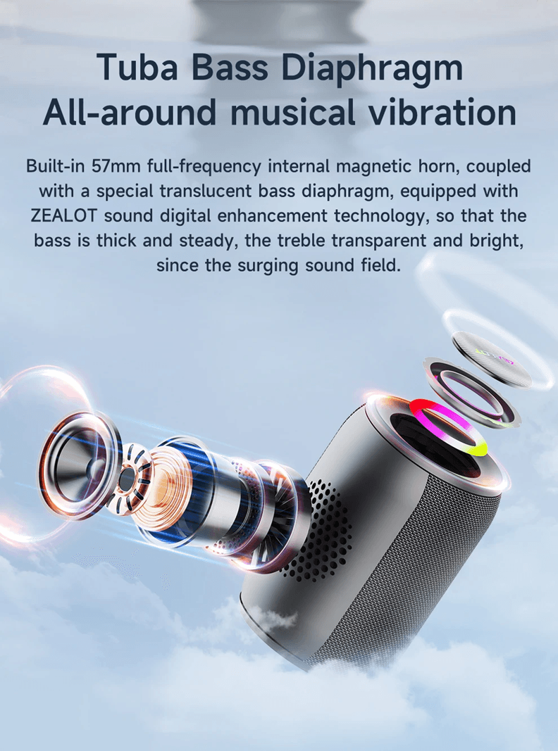 Zealot S32 Pro Bluetooth Speaker With Deep Bass And LED Lights 2