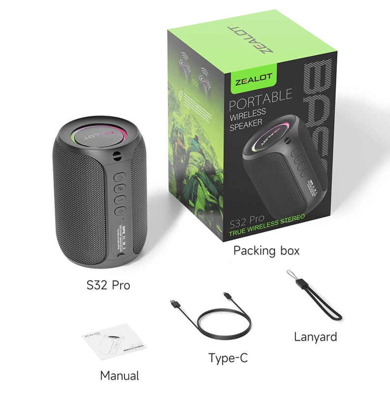 Zealot S32 Pro Bluetooth Speaker With Deep Bass And LED Lights 5