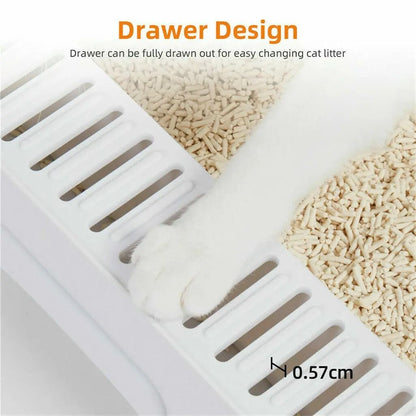 Foldable Enclosed Cat Litter Box With Sifting Drawer Front And Top Entry 5