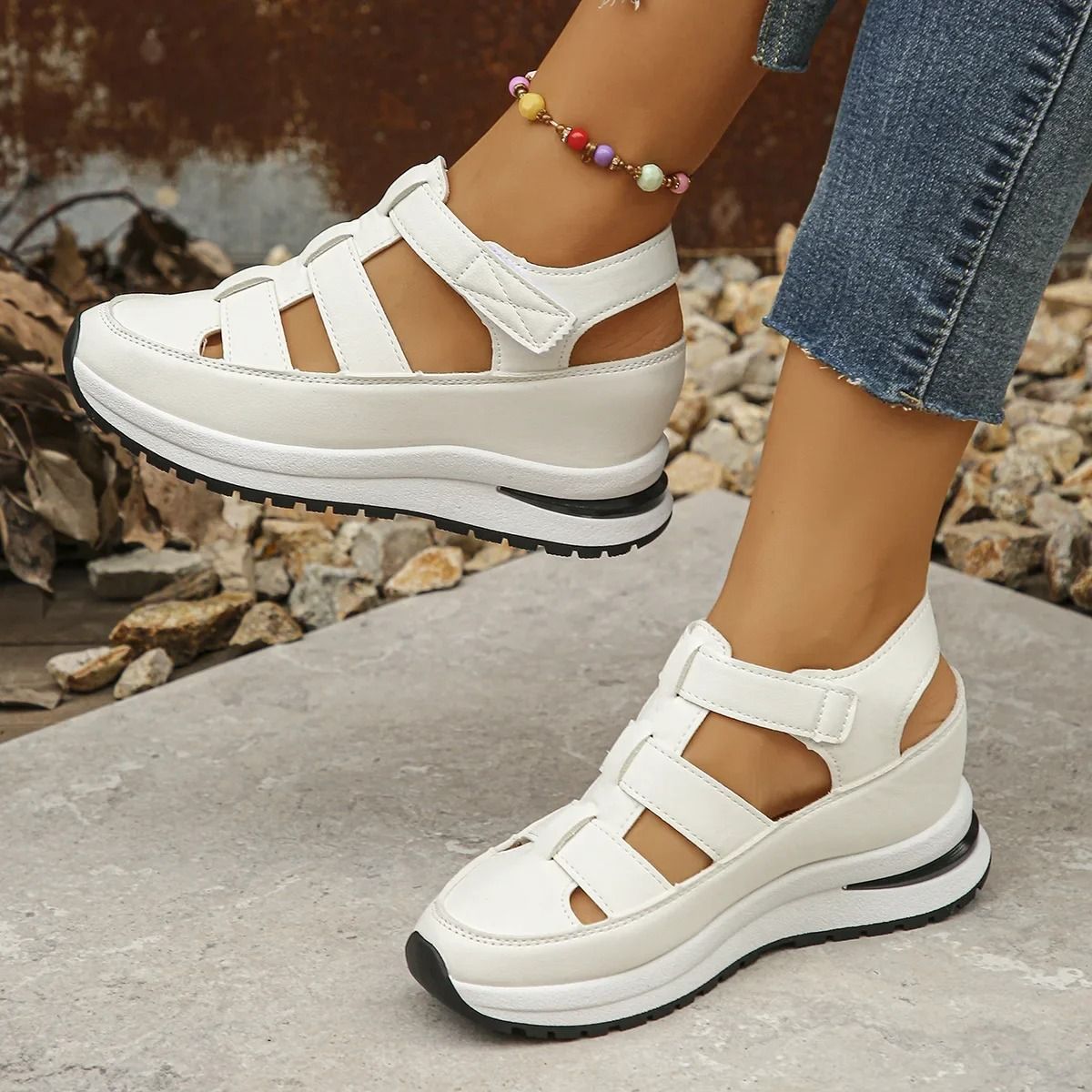 Closed Toe Wedge Sandals For Women With Buckle Strap Office Casual Summer 1