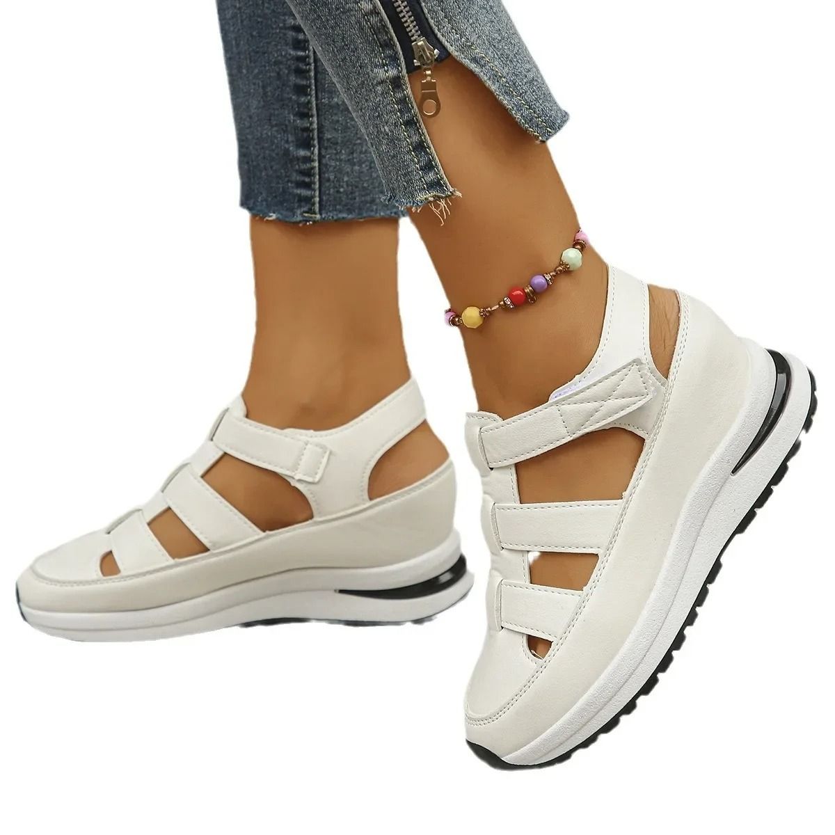 Closed Toe Wedge Sandals For Women With Buckle Strap Office Casual Summer 3