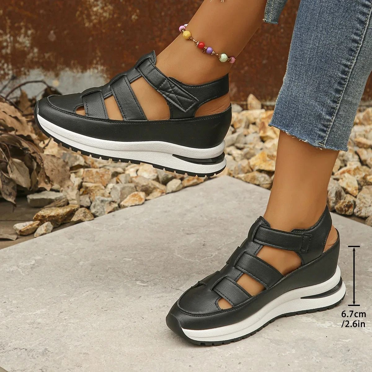 Closed Toe Wedge Sandals For Women With Buckle Strap Office Casual Summer 4