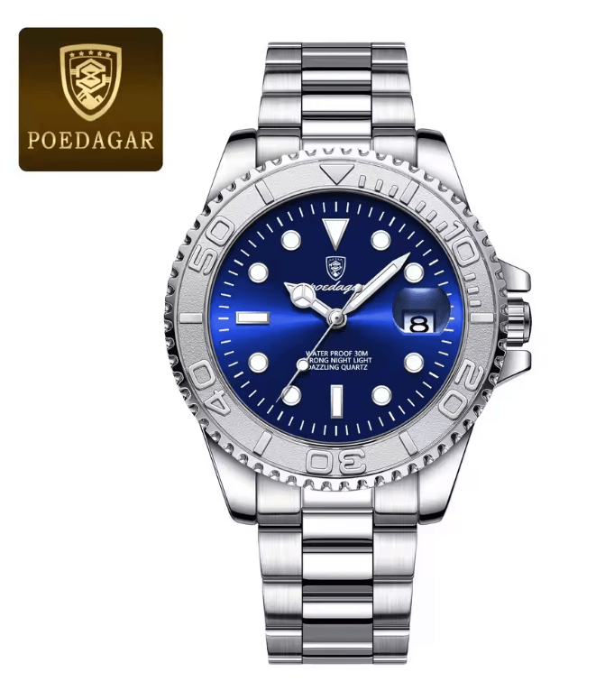 POEDAGAR Luxury Mens Quartz Watch With Stainless Steel Band And Waterproof Design 2