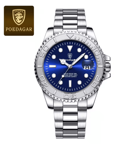 POEDAGAR Luxury Mens Quartz Watch With Stainless Steel Band And Waterproof Design 2