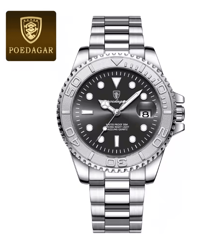 POEDAGAR Luxury Mens Quartz Watch With Stainless Steel Band And Waterproof Design 3