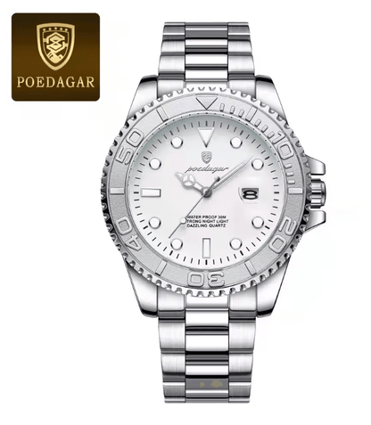 POEDAGAR Luxury Mens Quartz Watch With Stainless Steel Band And Waterproof Design 4