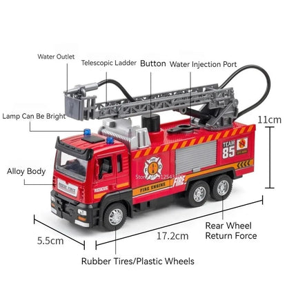 Water Spray Fire Truck Toy With Lights Sounds And Ladder 3