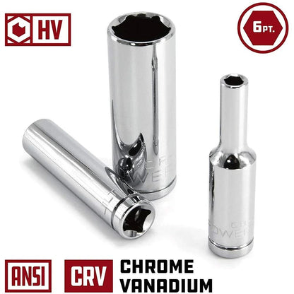 11 Piece Metric Deep Socket Set Chrome Vanadium 14 Inch Drive 2