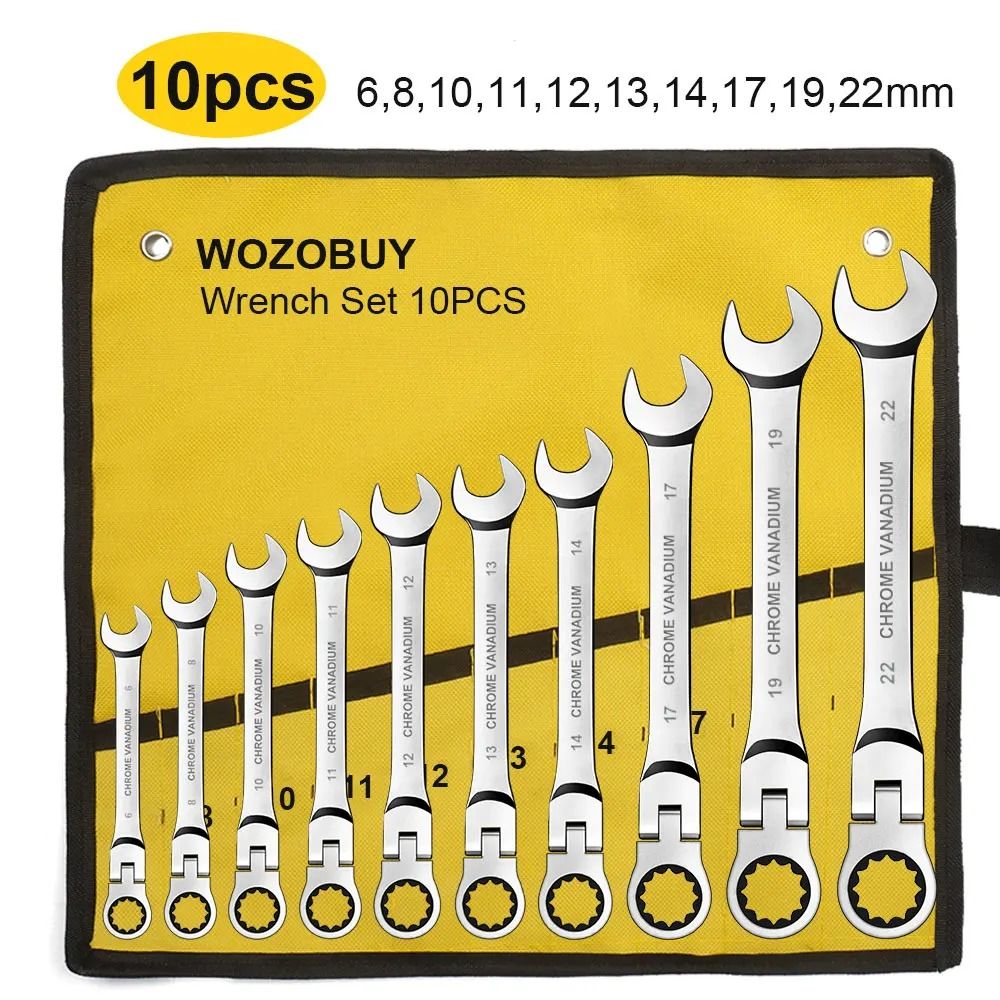 Ratcheting Combination Wrench Set Metric Flex Head With Storage Bag 11