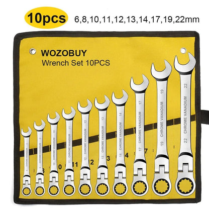 Ratcheting Combination Wrench Set Metric Flex Head With Storage Bag 11