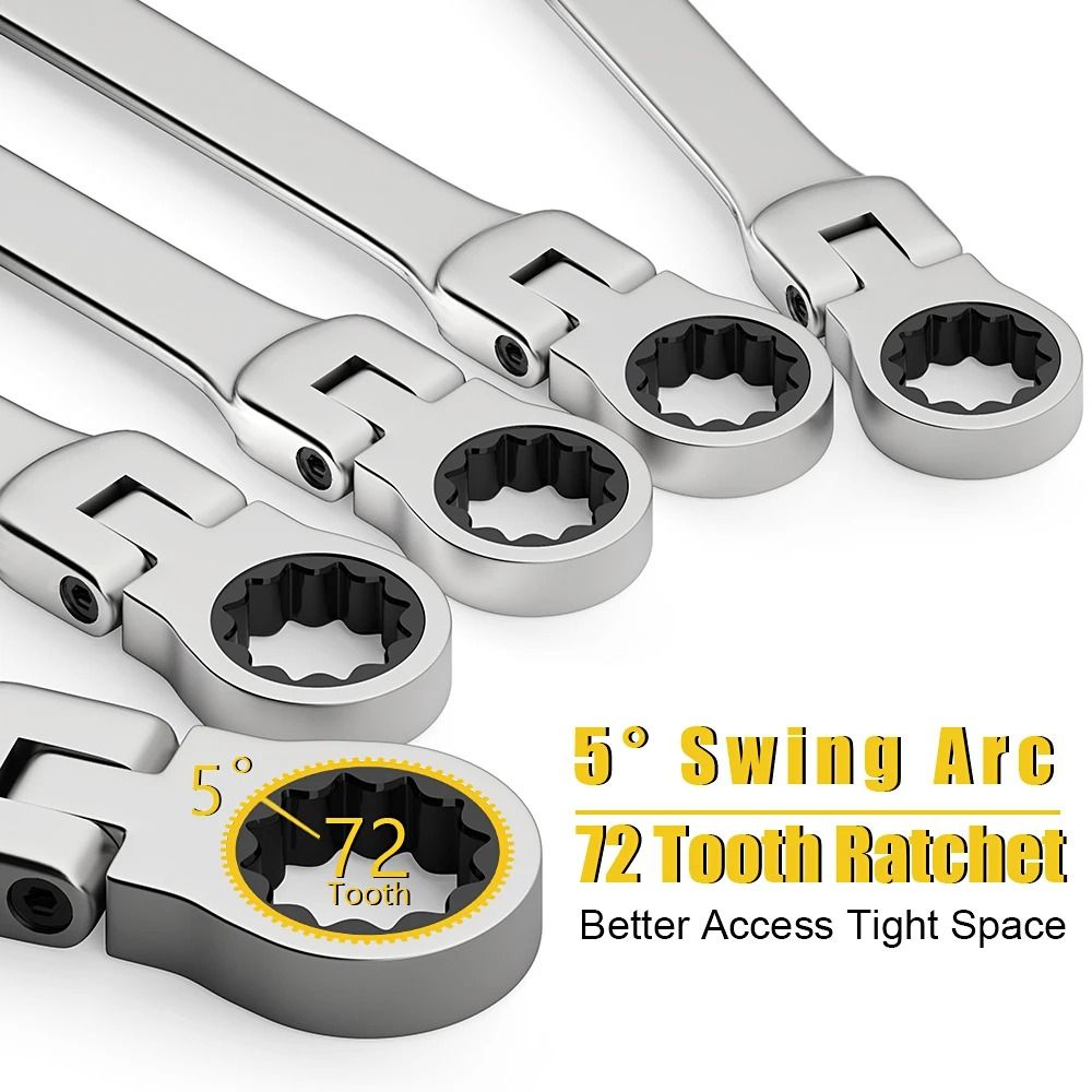 Ratcheting Combination Wrench Set Metric Flex Head With Storage Bag 2