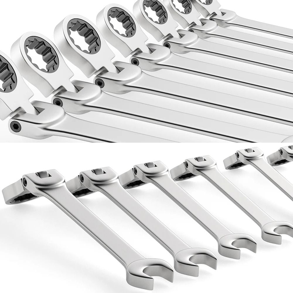 Ratcheting Combination Wrench Set Metric Flex Head With Storage Bag 6