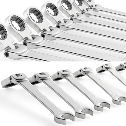 Ratcheting Combination Wrench Set Metric Flex Head With Storage Bag 6