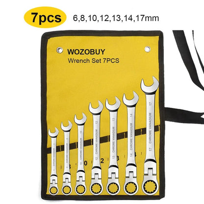 Ratcheting Combination Wrench Set Metric Flex Head With Storage Bag 7