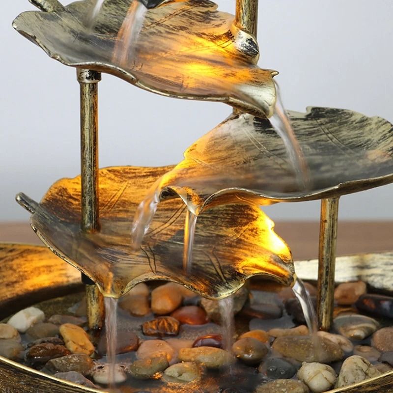 Relaxation Indoor Waterfall Fountain Tabletop LED Light for Home Office