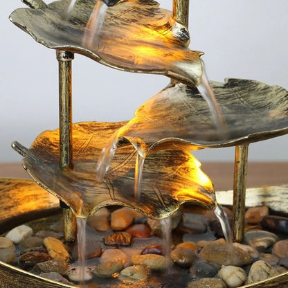 Relaxation Indoor Waterfall Fountain Tabletop LED Light for Home Office