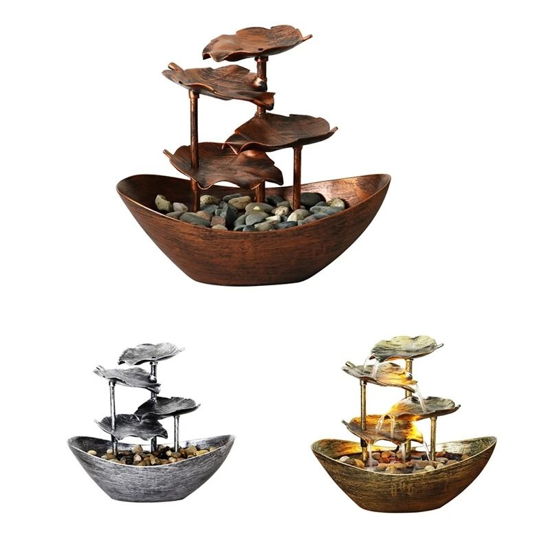 Relaxation Indoor Waterfall Fountain Tabletop LED Light For Home Office 3