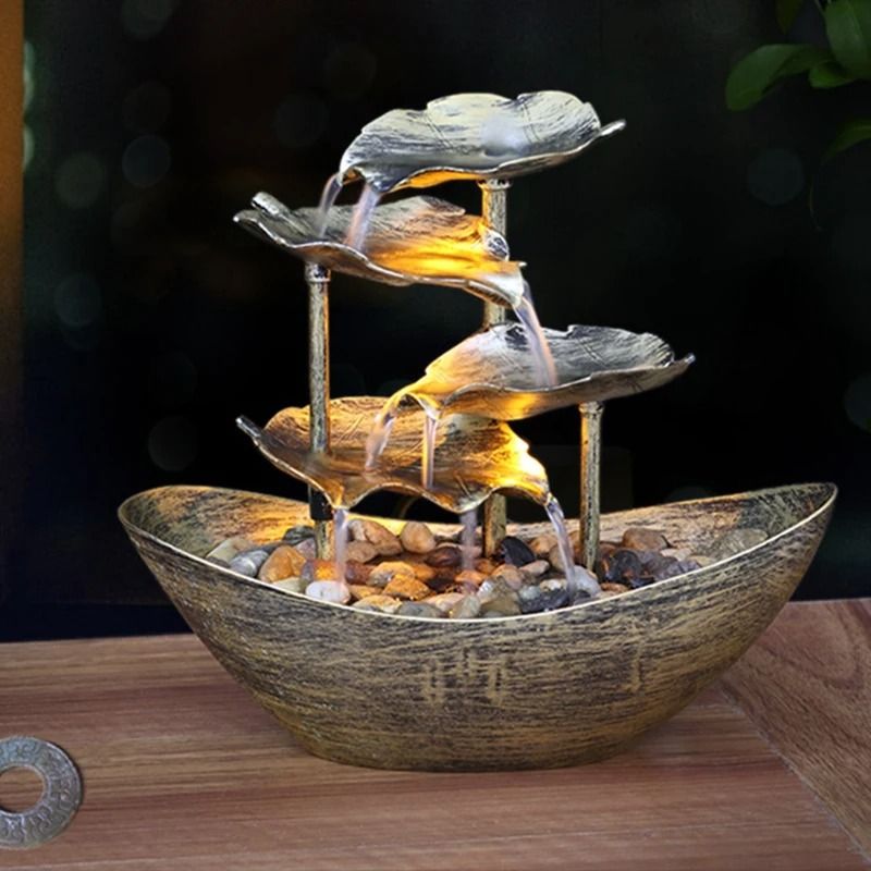 Relaxation Indoor Waterfall Fountain Tabletop LED Light For Home Office 4