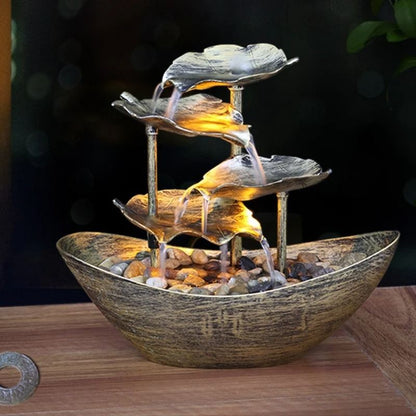 Relaxation Indoor Waterfall Fountain Tabletop LED Light For Home Office 4
