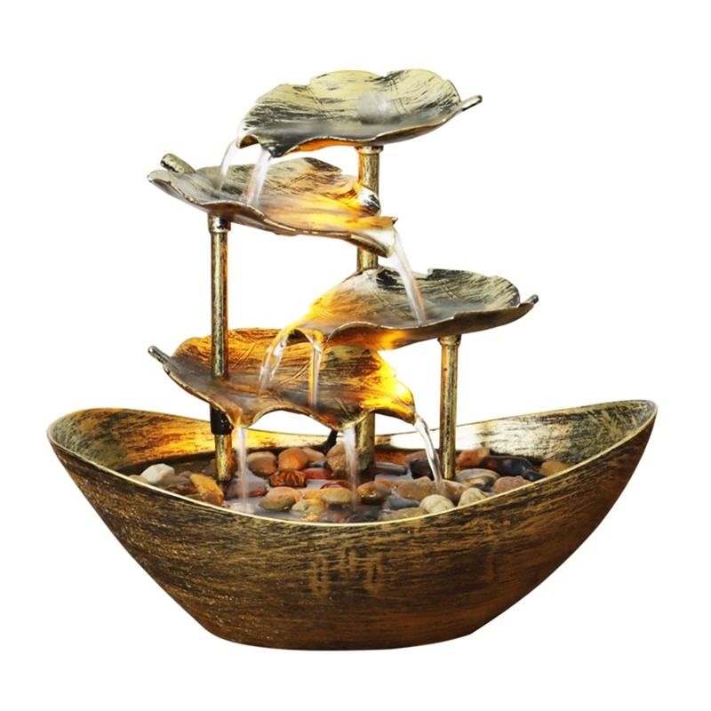 Relaxation Indoor Waterfall Fountain Tabletop LED Light For Home Office 6