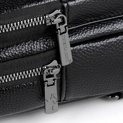 Mens Chest Pack Crossbody PU Leather Shoulder Bag 3