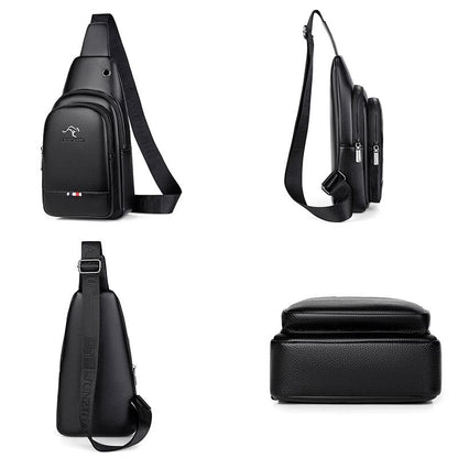 Mens Chest Pack Crossbody PU Leather Shoulder Bag 4
