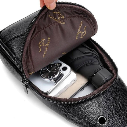 Mens Chest Pack Crossbody PU Leather Shoulder Bag 5