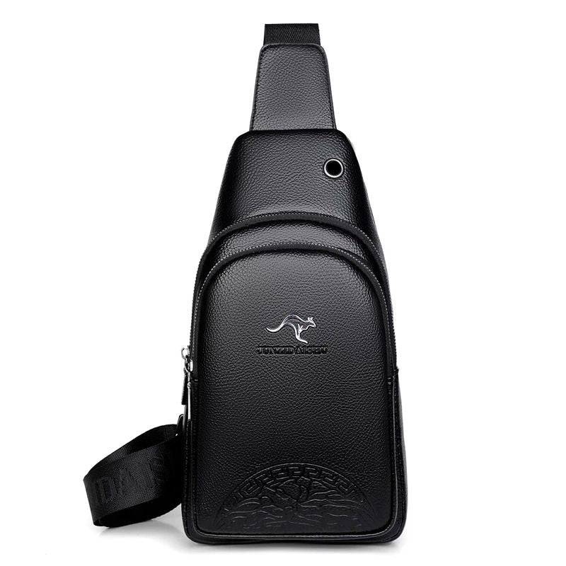 Mens Chest Pack Crossbody PU Leather Shoulder Bag 7