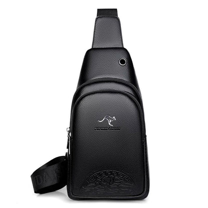 Mens Chest Pack Crossbody PU Leather Shoulder Bag 7