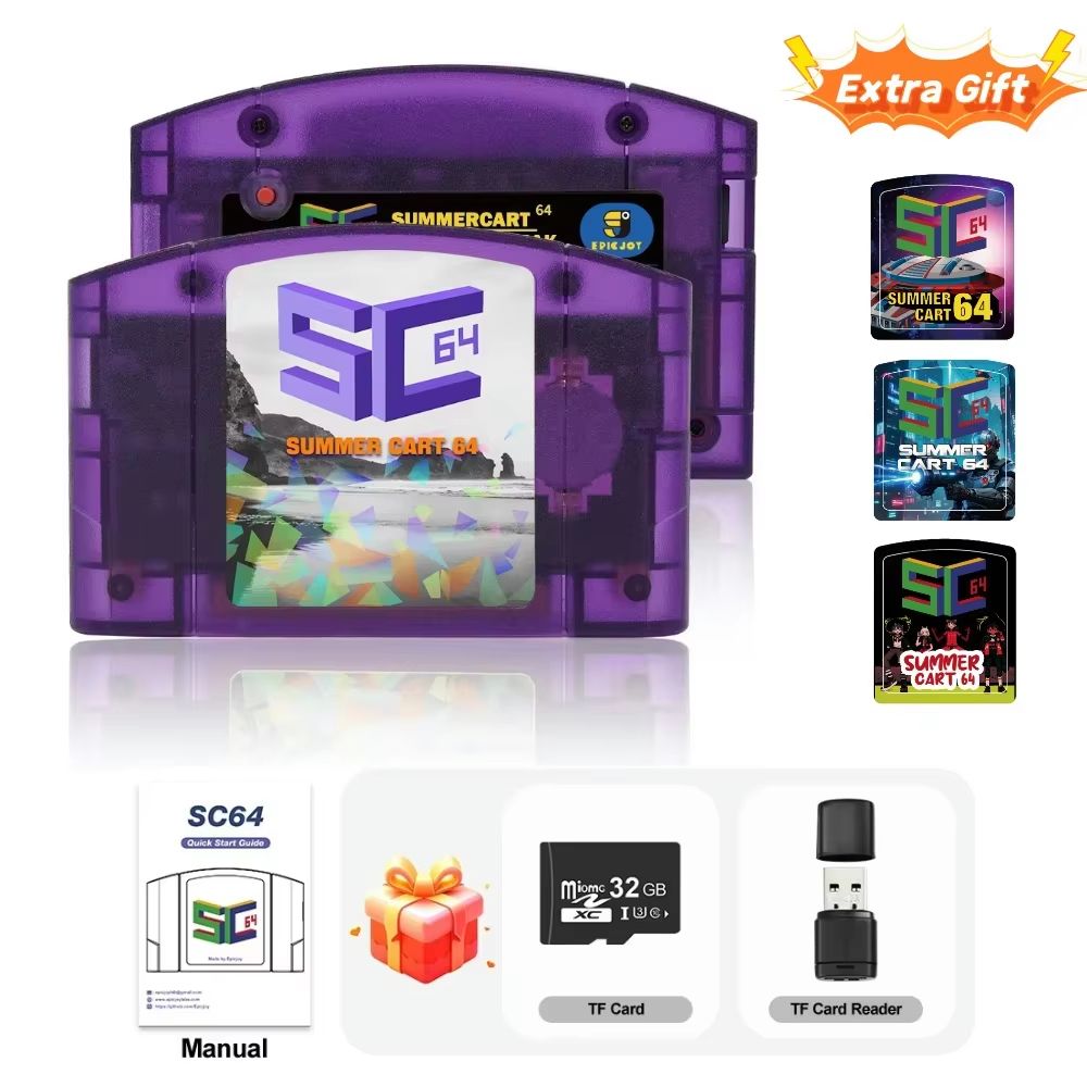 SummerCart 64 N64 Game Card With 32GB SD  5400 Classic Games  64DD Support 10