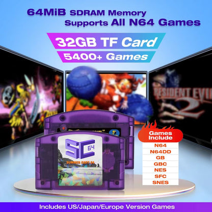 SummerCart 64 N64 Game Card With 32GB SD  5400 Classic Games  64DD Support 5