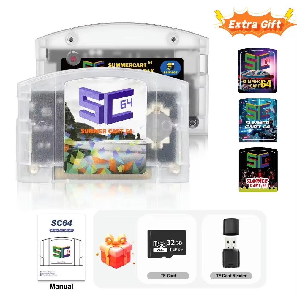 SummerCart 64 N64 Game Card With 32GB SD  5400 Classic Games  64DD Support 6