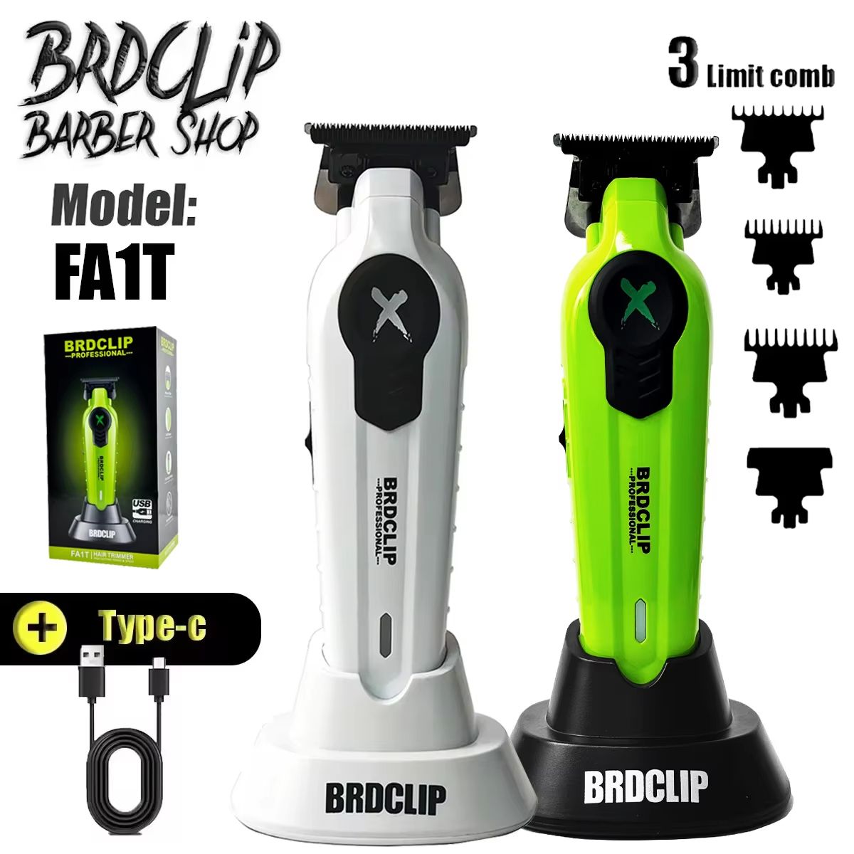 BRDCLIP FA1T Professional Hair Trimmer – Precision Electric Clipper with Carving Blade, Gradient Finish & Charging Stand