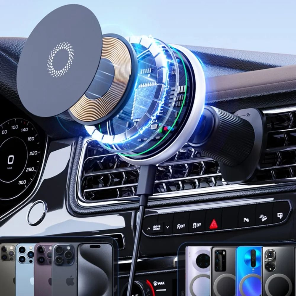 Magnetic Car Phone Mount With Wireless Charging And Fixed Base For 10 Inch Screen 5