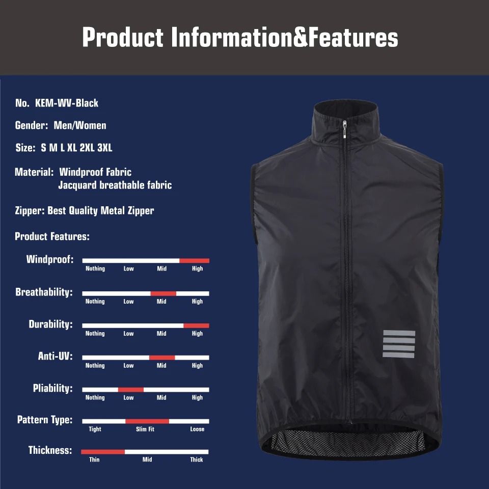 Lightweight Windproof Cycling Vest For Men Outdoor MTB Sports 1