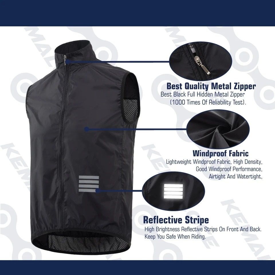 Lightweight Windproof Cycling Vest For Men Outdoor MTB Sports 3