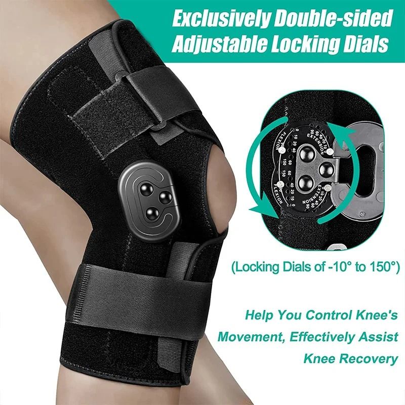 Adjustable Hinged Knee Brace With Side Stabilizers And Locking Dials 1