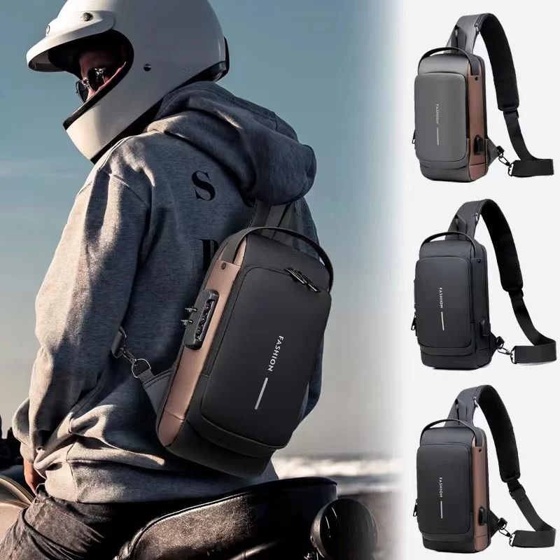 Multifunction Crossbody Chest Bag with USB Charging Port and Anti Theft Design