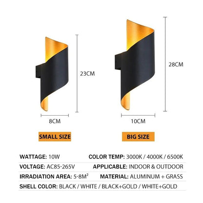 Modern Spiral LED Wall Lamp Waterproof Indoor Outdoor Sconce Light 1