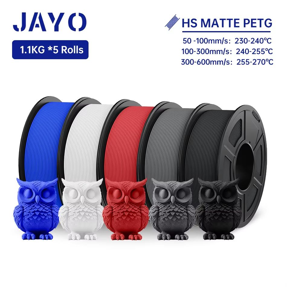 JAYO 3D Printer Filament Bundle  PLA ABS PETG Silk PLA 175mm 5 Rolls NoBubble Printing Material For 17