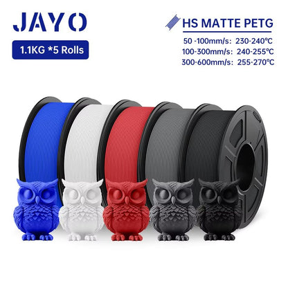 JAYO 3D Printer Filament Bundle  PLA ABS PETG Silk PLA 175mm 5 Rolls NoBubble Printing Material For 17