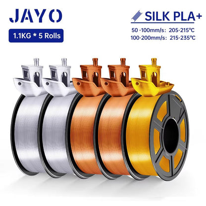 JAYO 3D Printer Filament Bundle  PLA ABS PETG Silk PLA 175mm 5 Rolls NoBubble Printing Material For 7