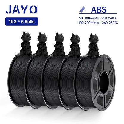 JAYO 3D Printer Filament Bundle  PLA ABS PETG Silk PLA 175mm 5 Rolls NoBubble Printing Material For 26