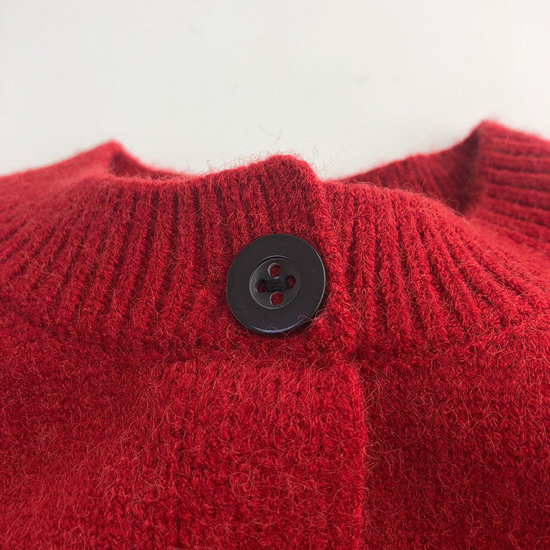 Autumn Winter Kids Sweater, Red Girls Knit Cardigan Jacket, New Year Christmas Knitwear Coat Boys Baby Sweater