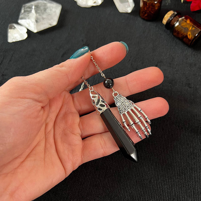 Healing Natural Stone Pendant Black Crystals Pendulum For Divination Dowsing Vintage Gothic Hand Ch 1