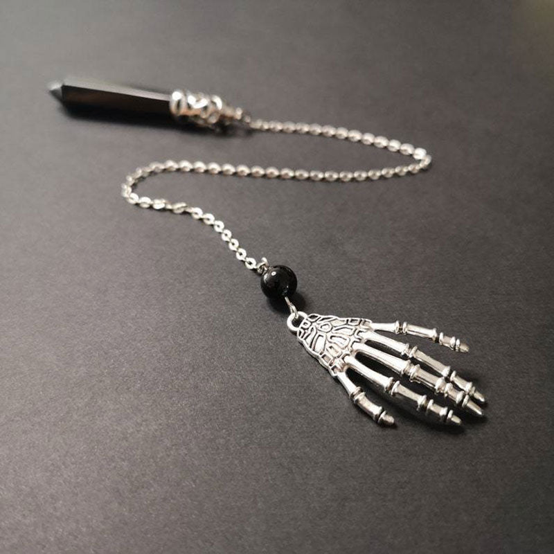 Healing Natural Stone Pendant Black Crystals Pendulum For Divination Dowsing Vintage Gothic Hand Ch 2