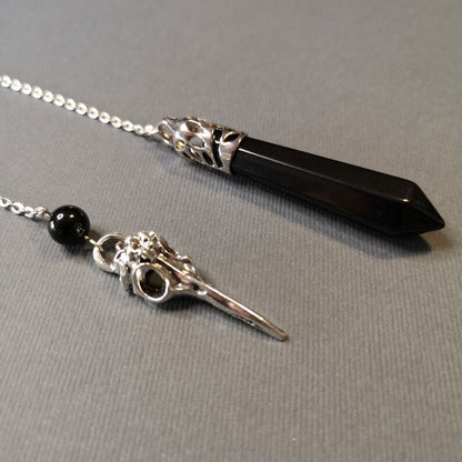 Healing Natural Stone Pendant Black Crystals Pendulum For Divination Dowsing Vintage Gothic Hand Ch 3